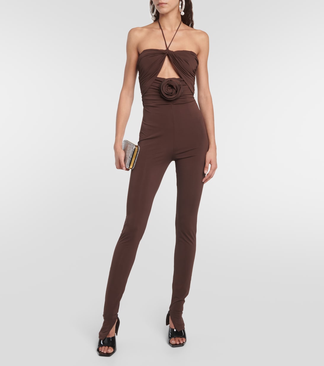 Floral-appliqué cutout jersey jumpsuit | Magda Butrym