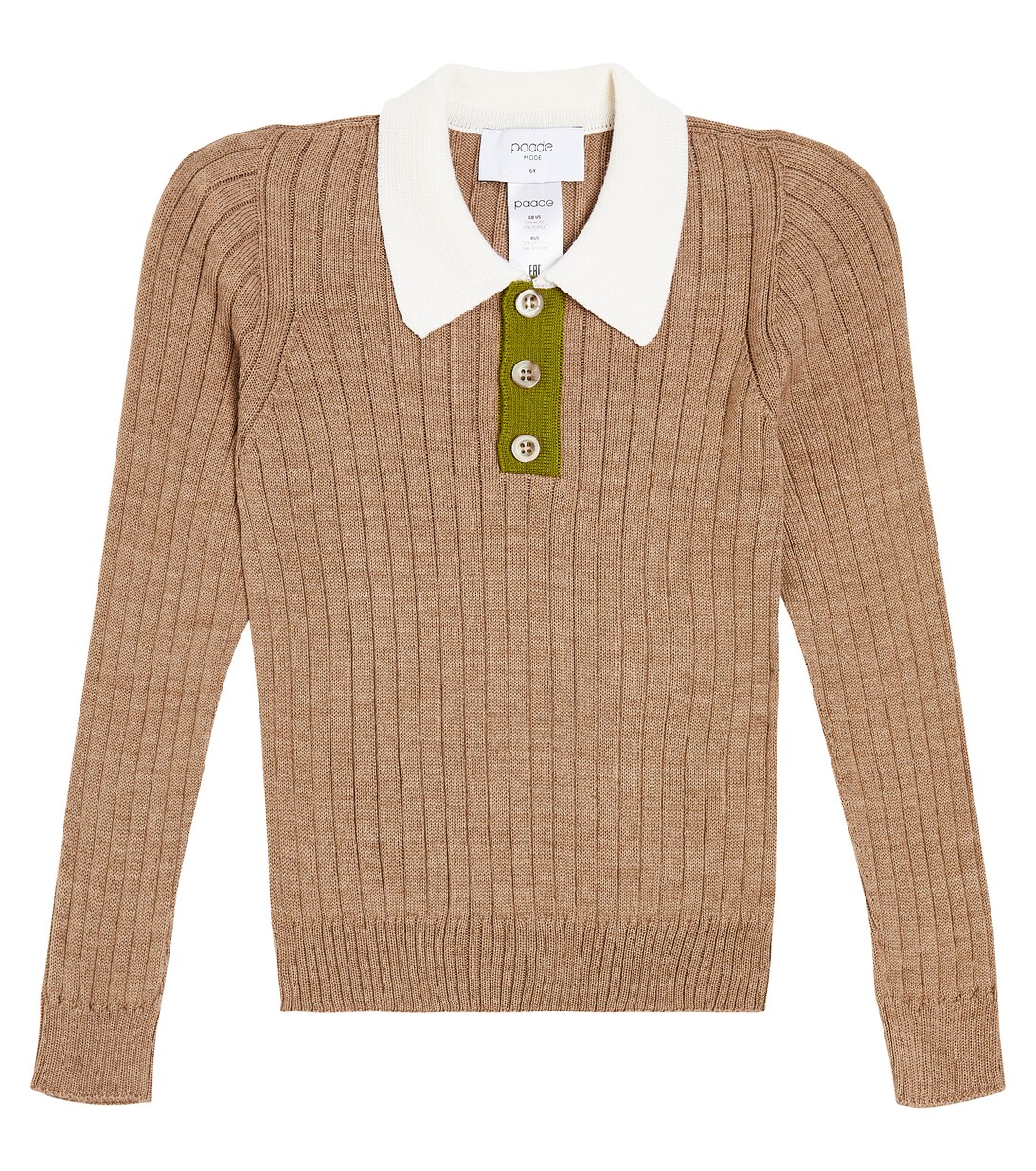 Ribbed-knit wool-blend polo top | Paade Mode