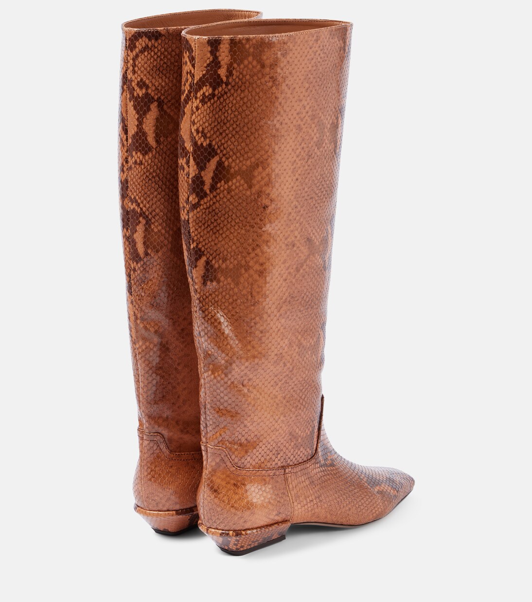 Bettina snake-effect leather knee-high boots | Paris Texas