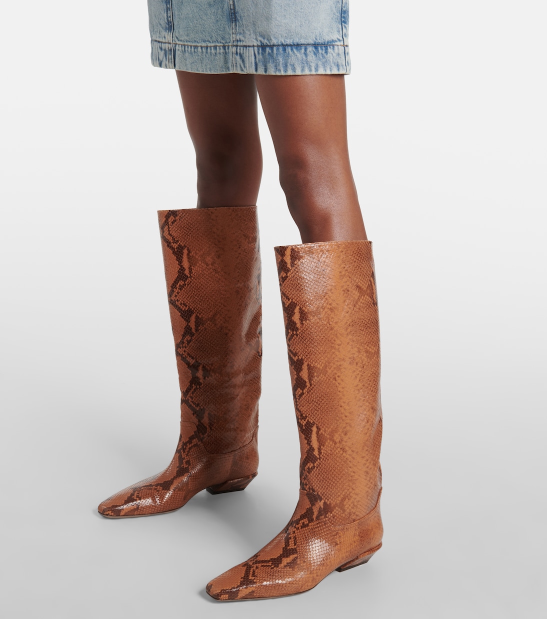 Bettina snake-effect leather knee-high boots | Paris Texas