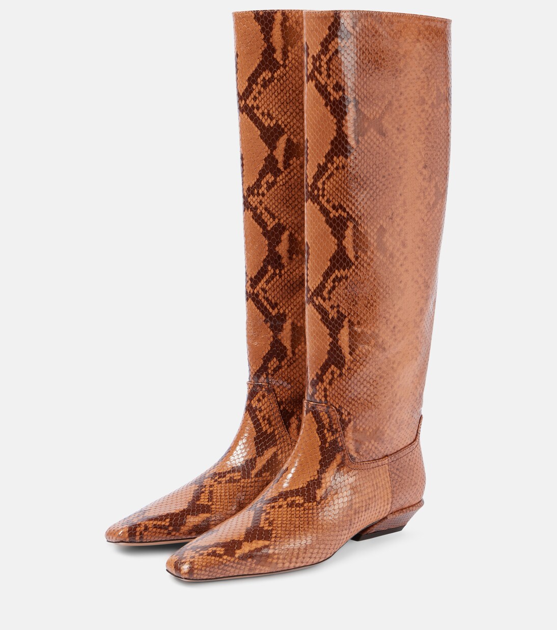 Bettina snake-effect leather knee-high boots | Paris Texas