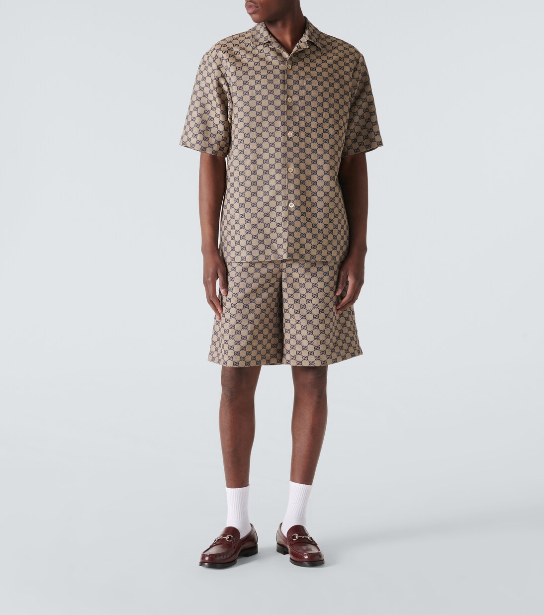 GG Canvas linen-blend bowling shirt | Gucci