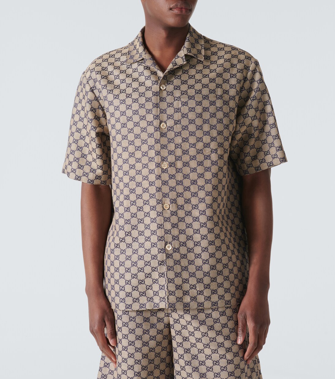 GG Canvas linen-blend bowling shirt | Gucci