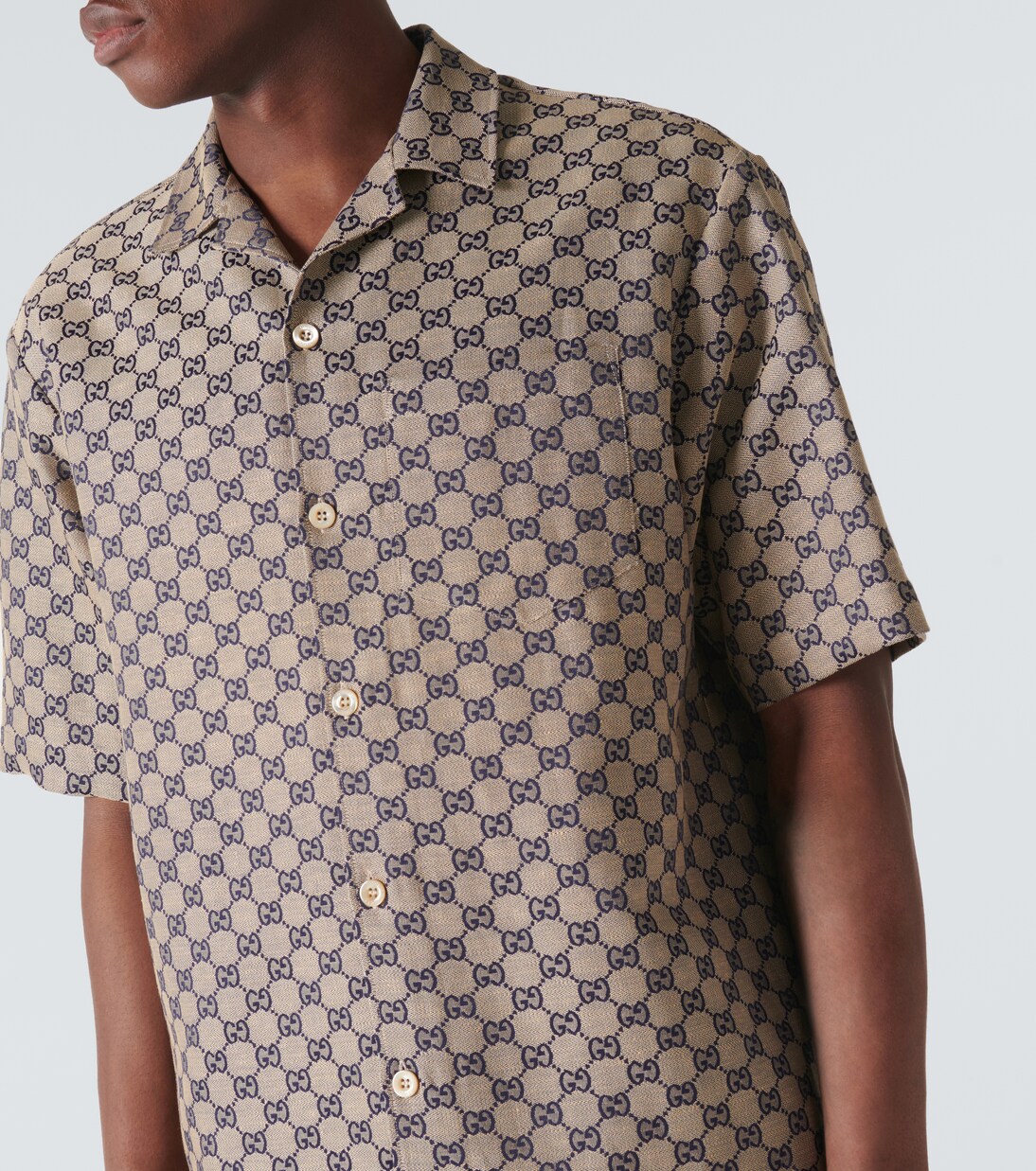 GG Canvas linen-blend bowling shirt | Gucci