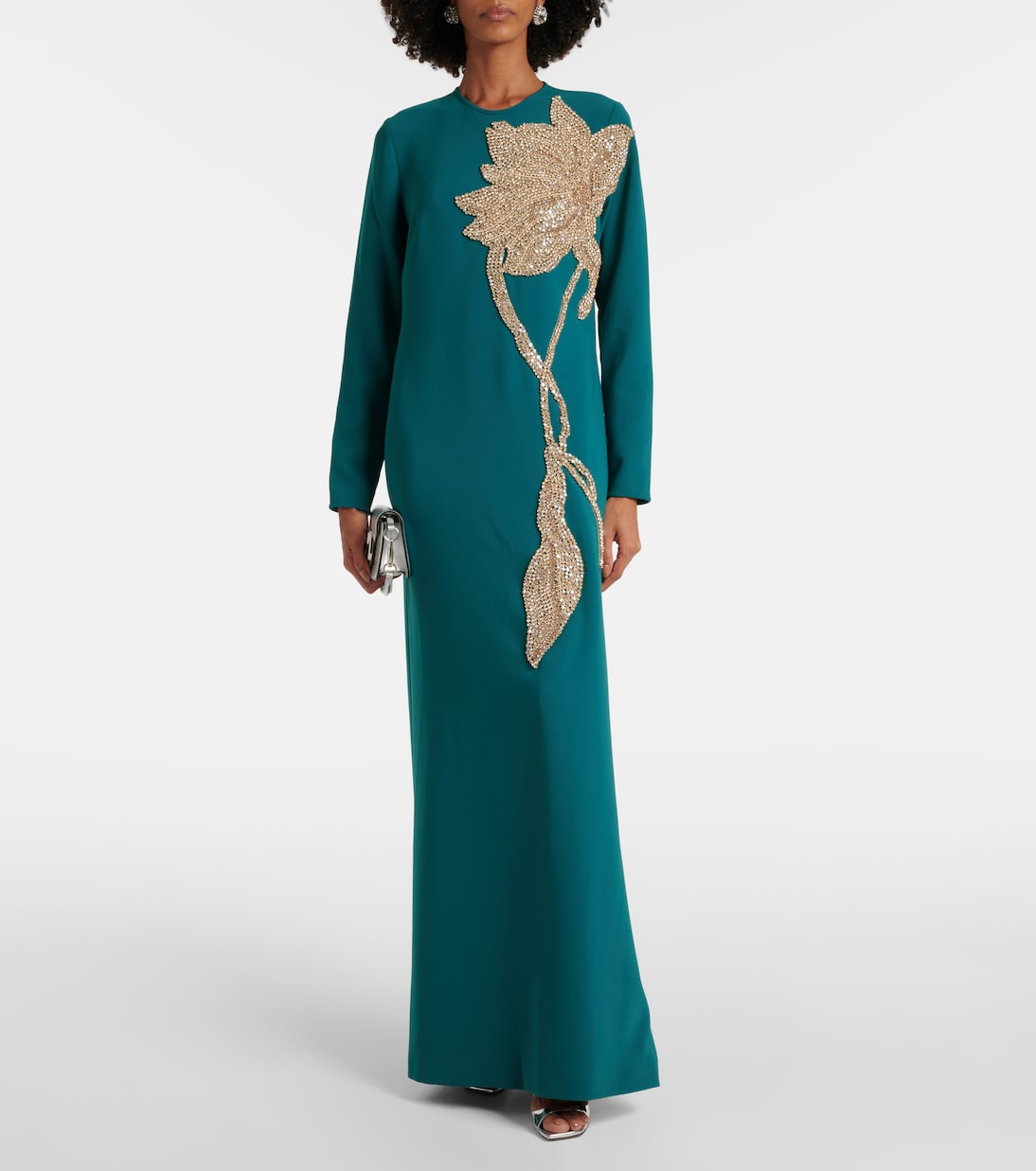 Robe longue Elea en crêpe à ornements | Costarellos