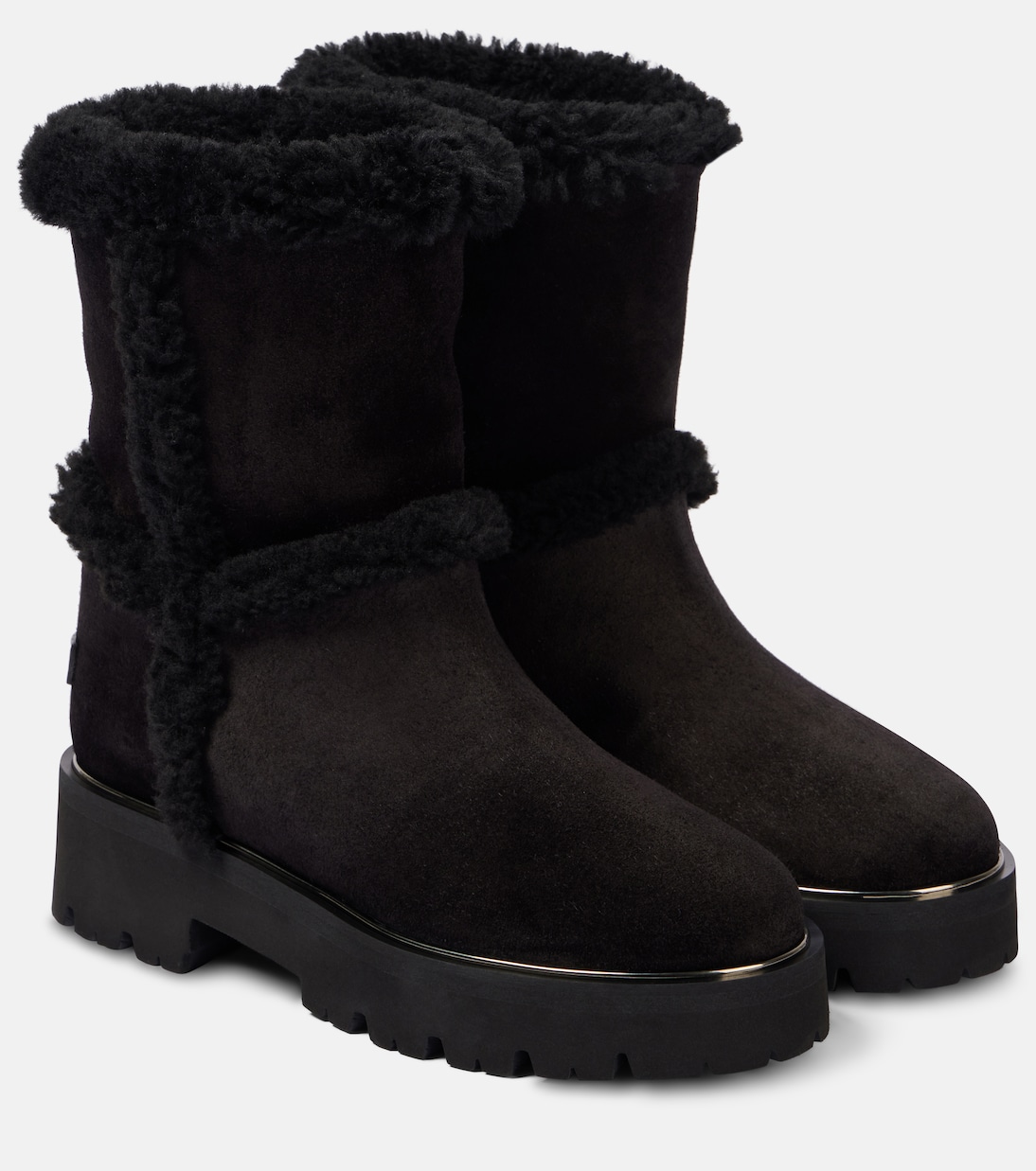Teddi shearling-trimmed leather booties | Aquazzura