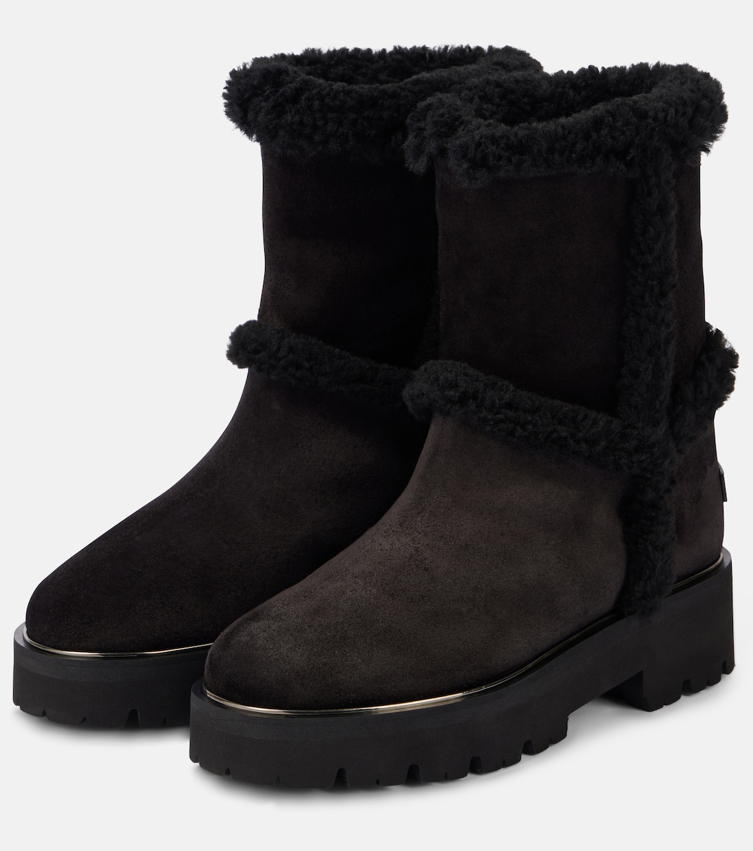 Teddi shearling-trimmed leather booties | Aquazzura