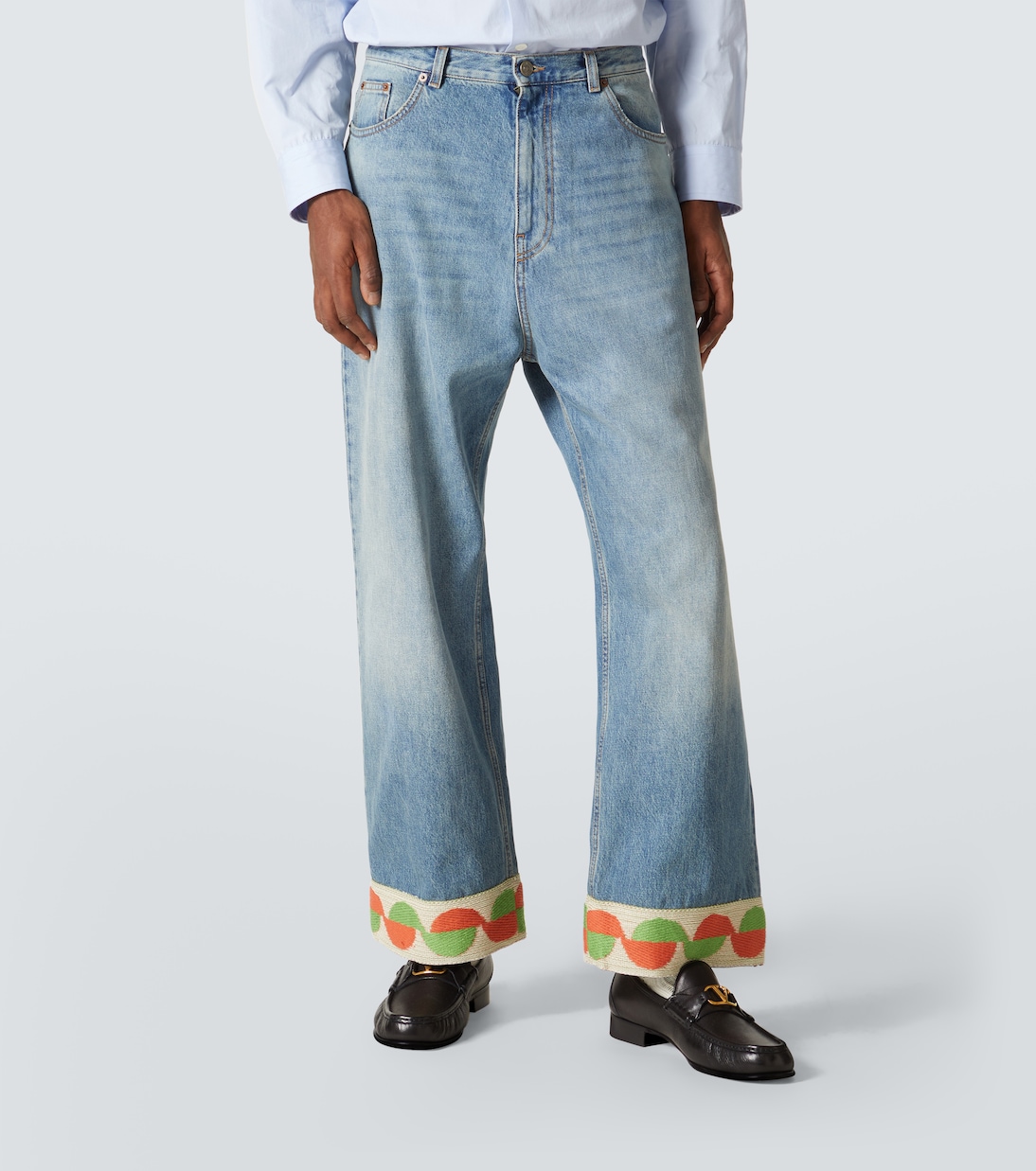 Jacquard-trimmed wide-leg jeans | Valentino