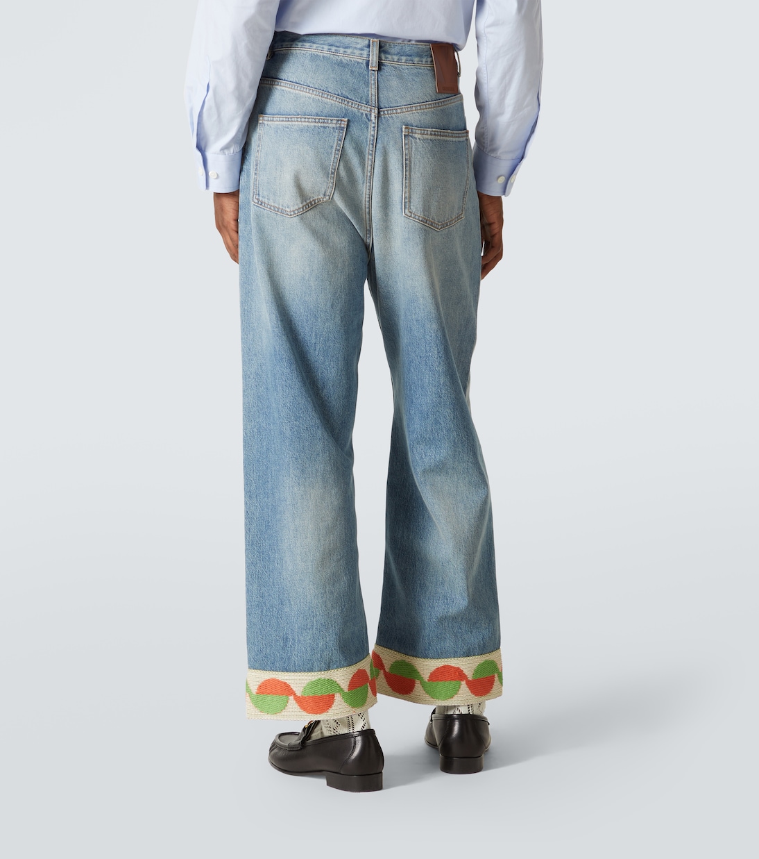 Jacquard-trimmed wide-leg jeans | Valentino