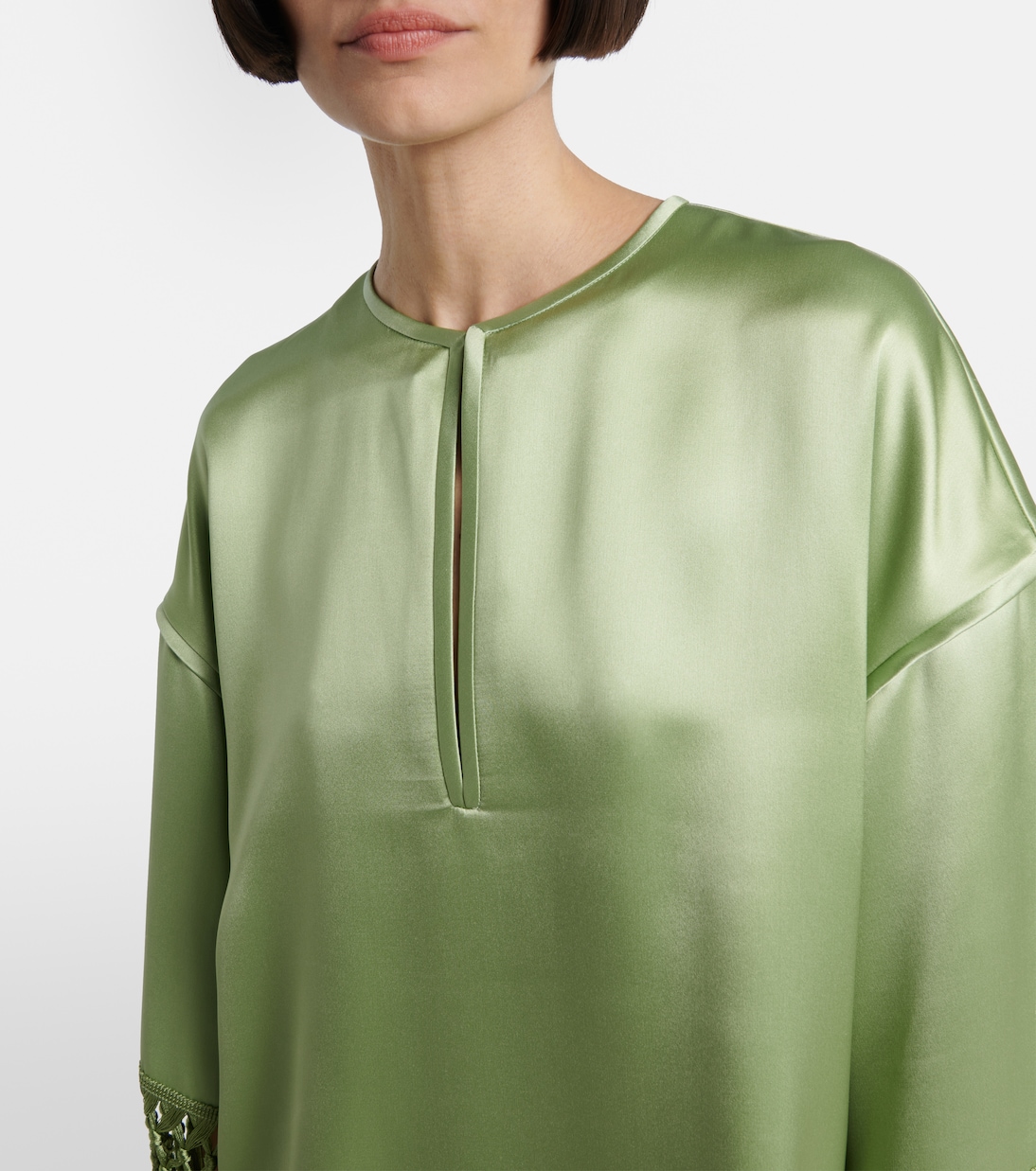 Fringed silk duchess satin tunic | Valentino