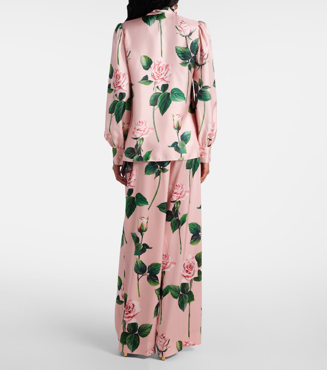 Floral tie-neck silk satin blouse | Dolce&Gabbana