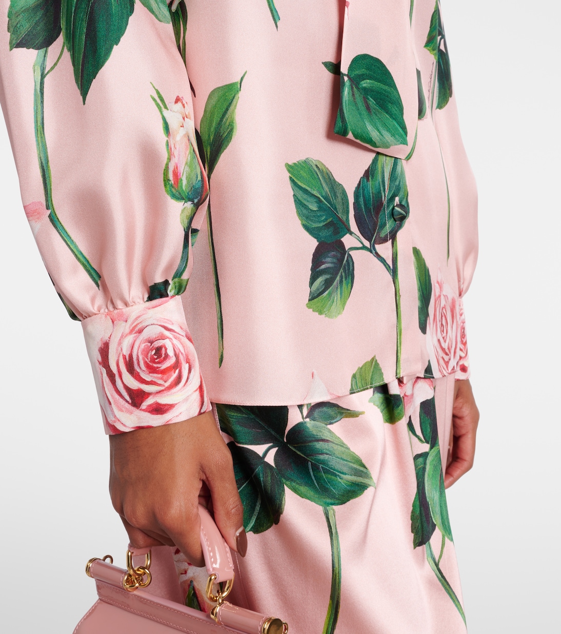 Floral tie-neck silk satin blouse | Dolce&Gabbana