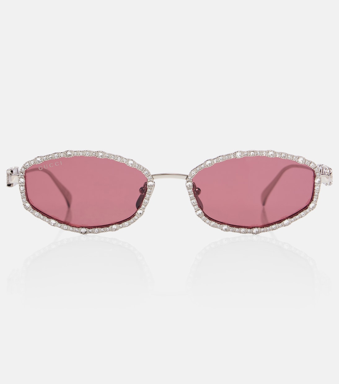 Crystal-embellished oval sunglasses | Gucci