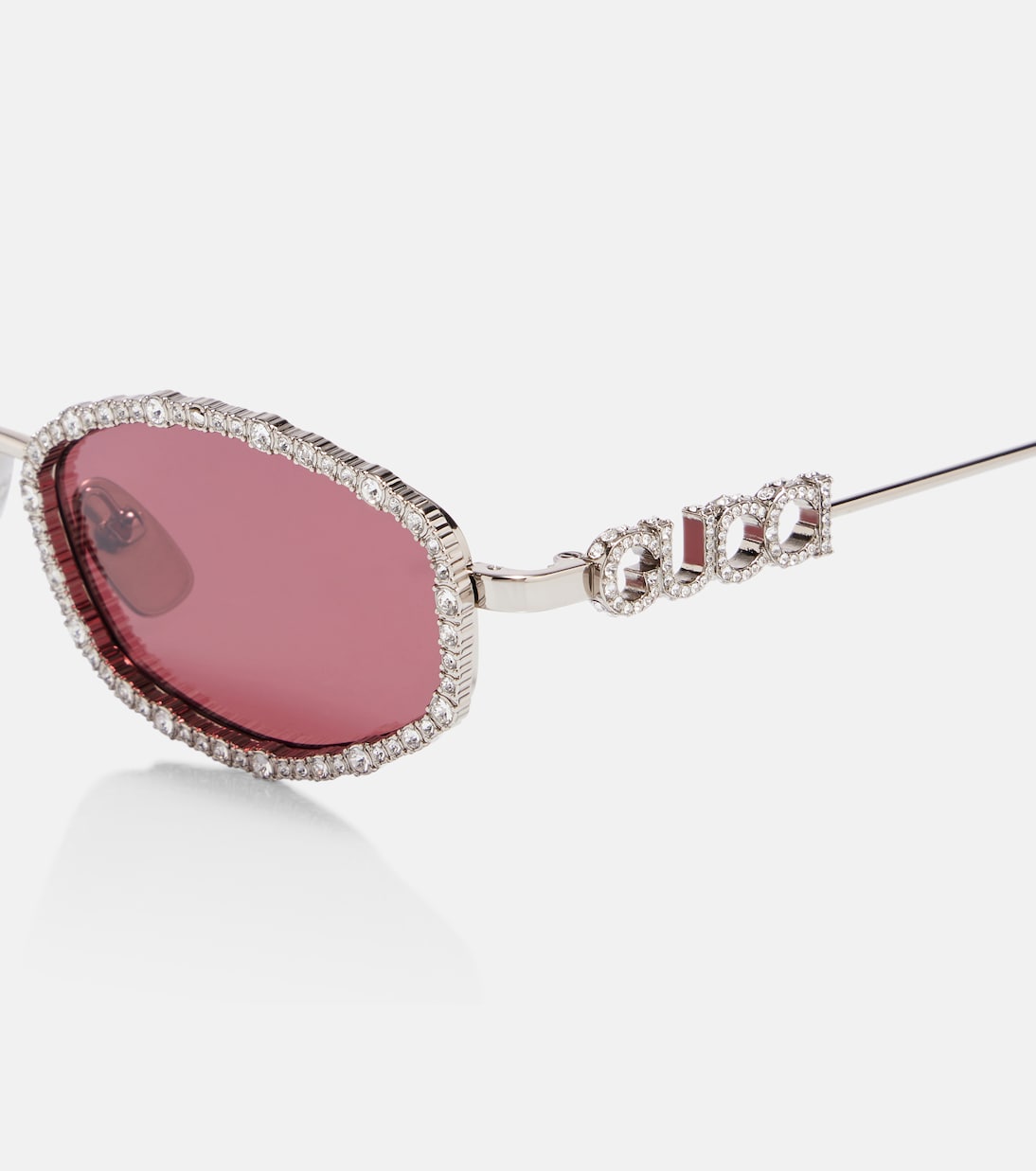 Crystal-embellished oval sunglasses | Gucci