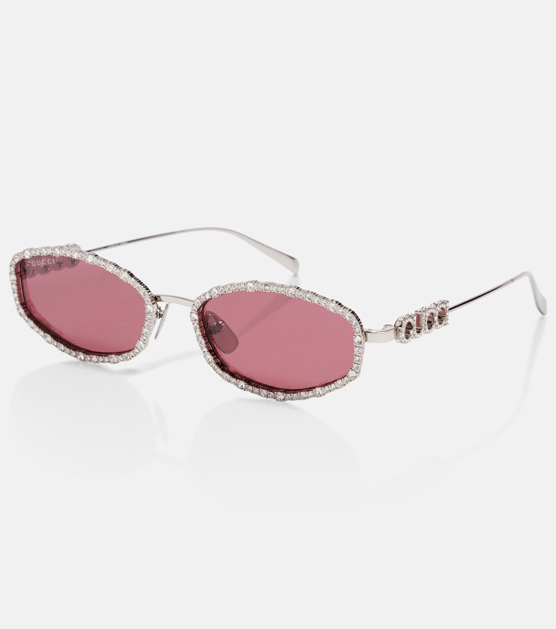 Crystal-embellished oval sunglasses | Gucci