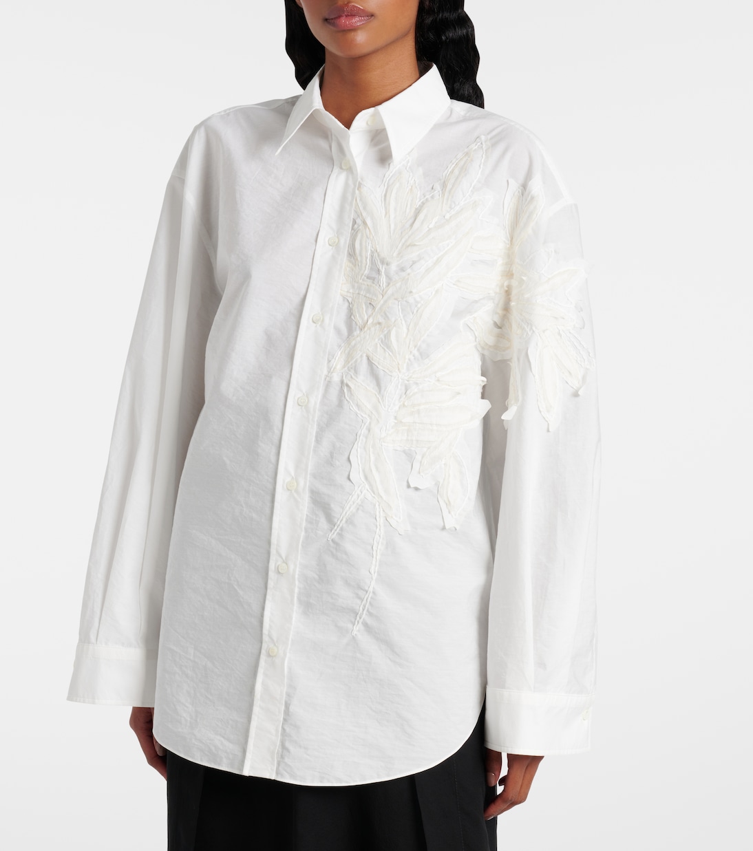 Embroidered cotton-blend poplin shirt | Brunello Cucinelli