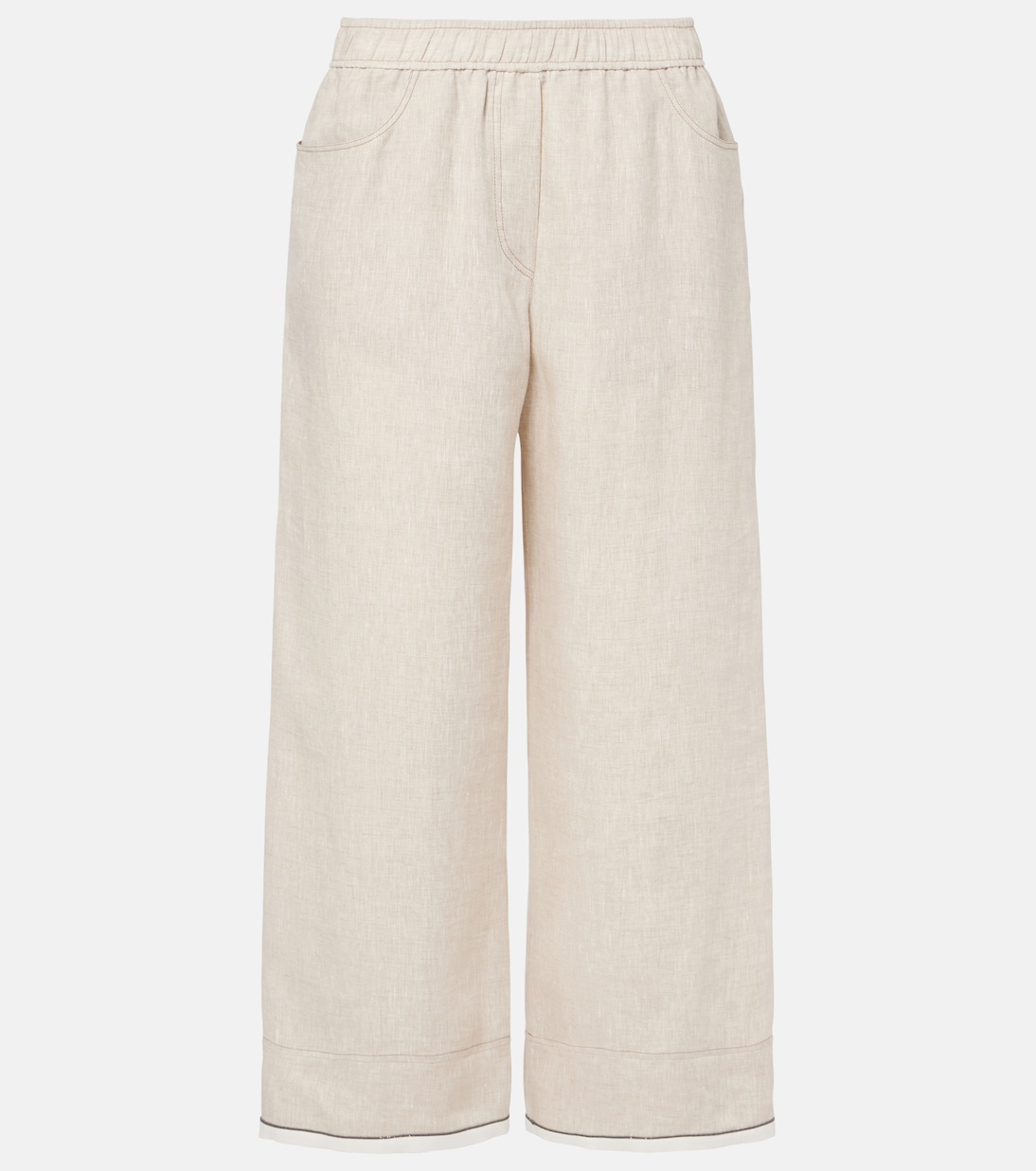 Pantalon ample raccourci en lin | Brunello Cucinelli