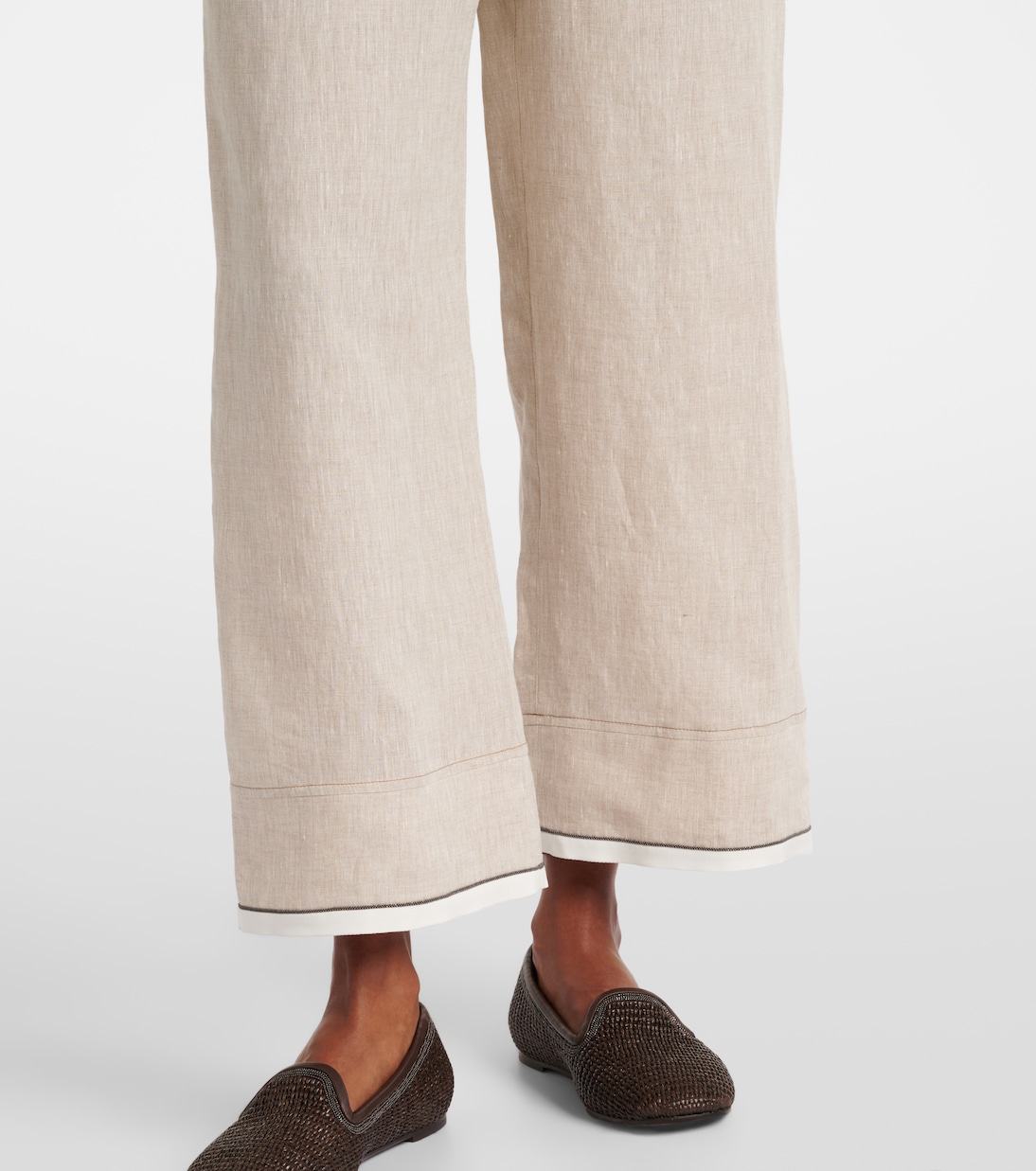 Pantalon ample raccourci en lin | Brunello Cucinelli