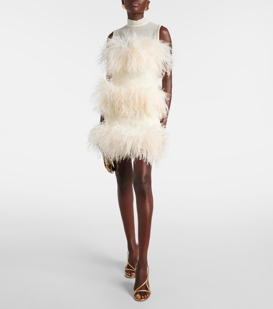 Minikleid Divine aus Chiffon mit Federn | Taller Marmo