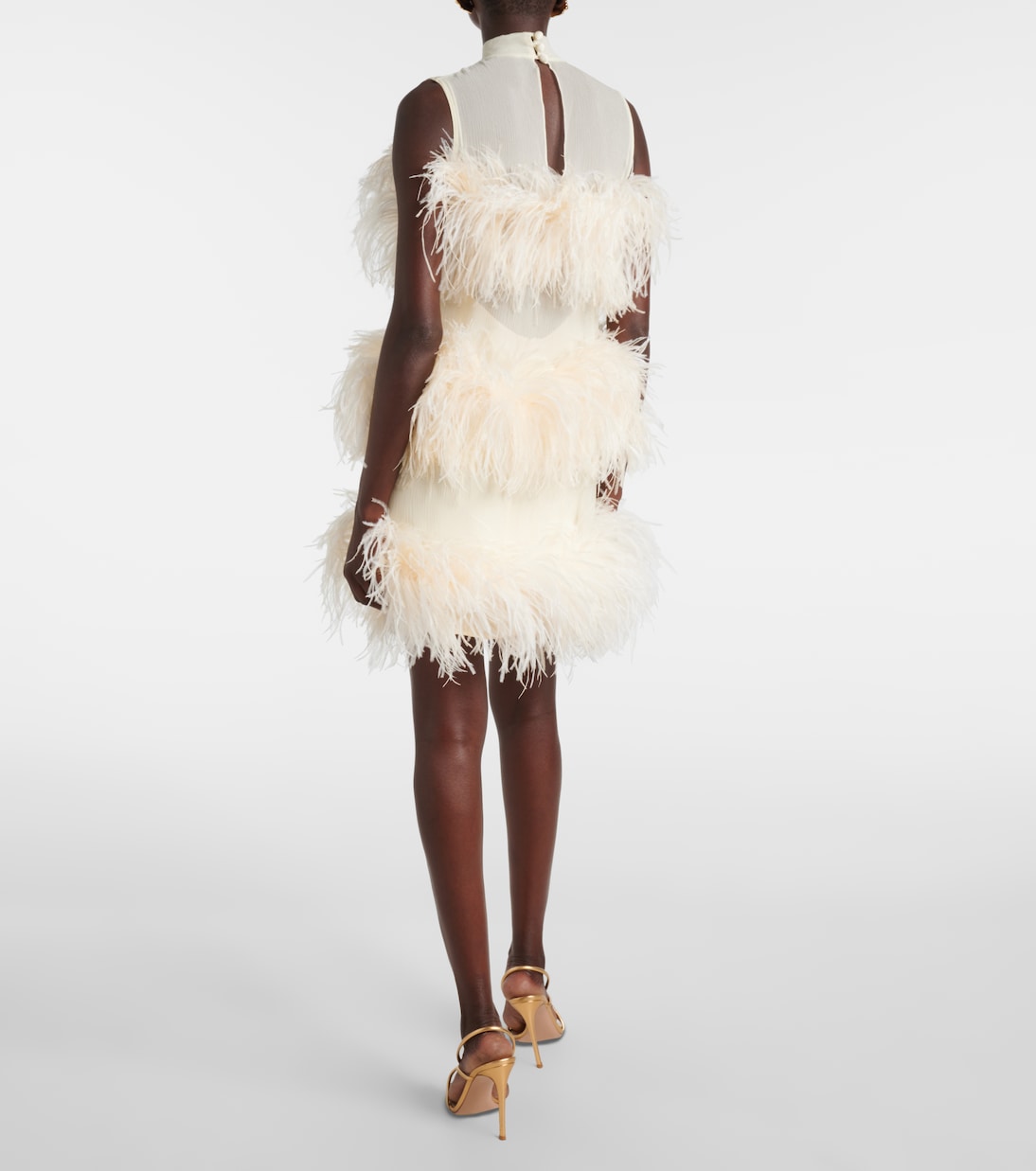 Minikleid Divine aus Chiffon mit Federn | Taller Marmo
