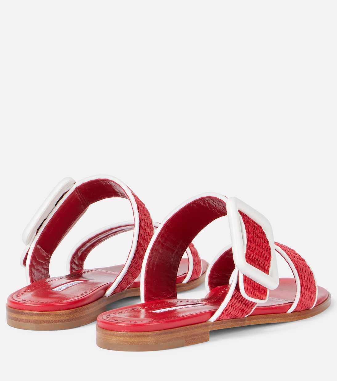 Tituba leather-trimmed raffia sandals | Manolo Blahnik