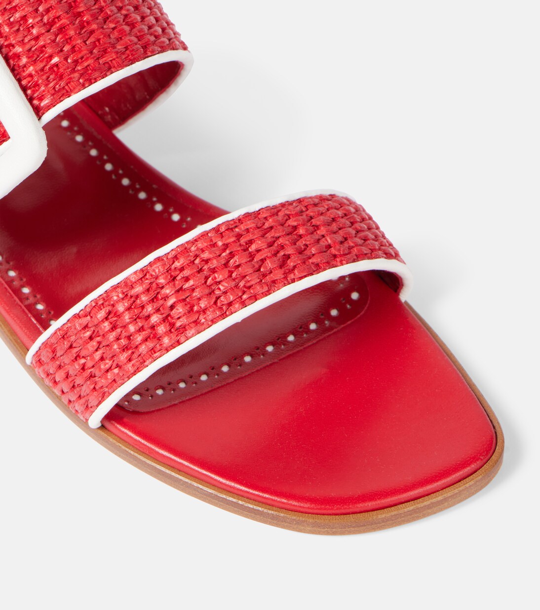 Tituba leather-trimmed raffia sandals | Manolo Blahnik