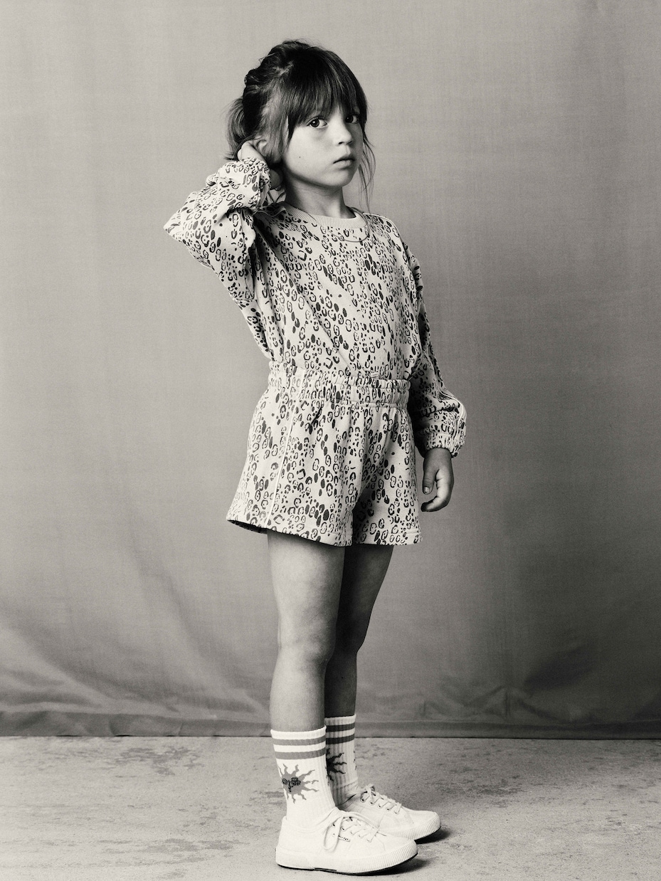 豹纹印花棉质针织短裤 | Mini Rodini