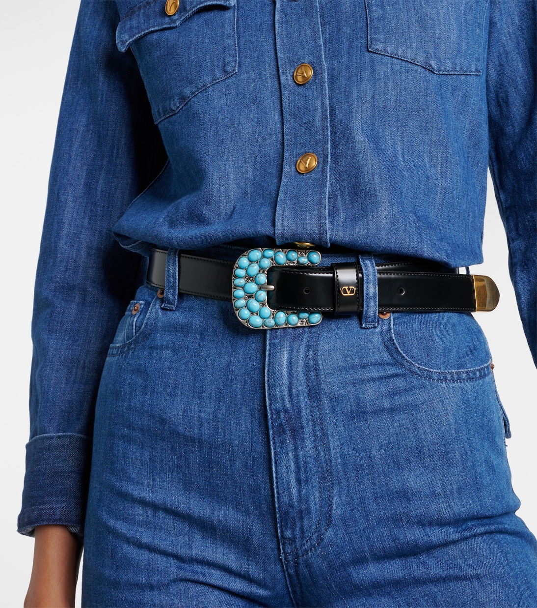 VLogo embellished leather belt | Valentino Garavani