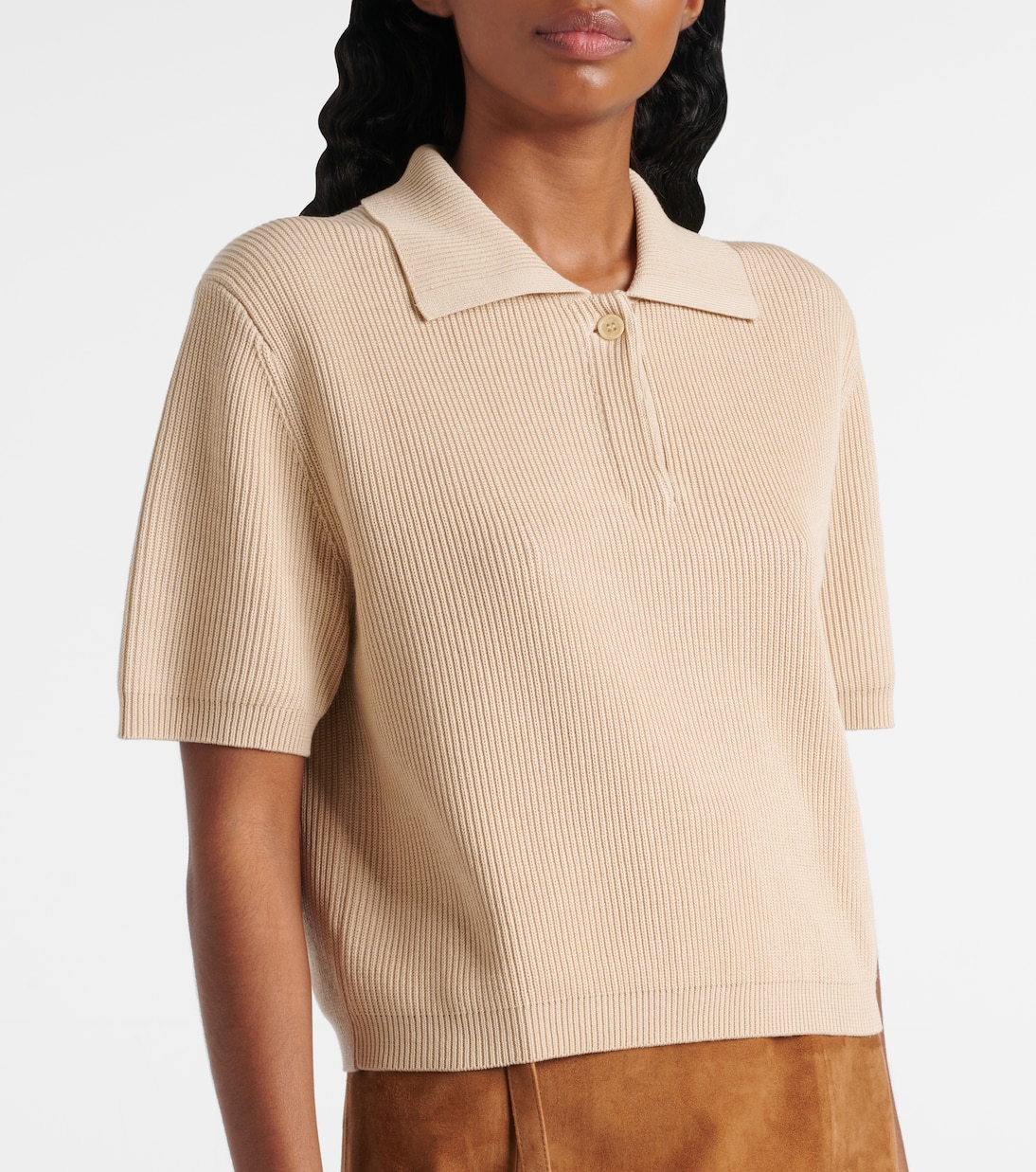 Polo in maglia di seta e cotone a coste | Vince