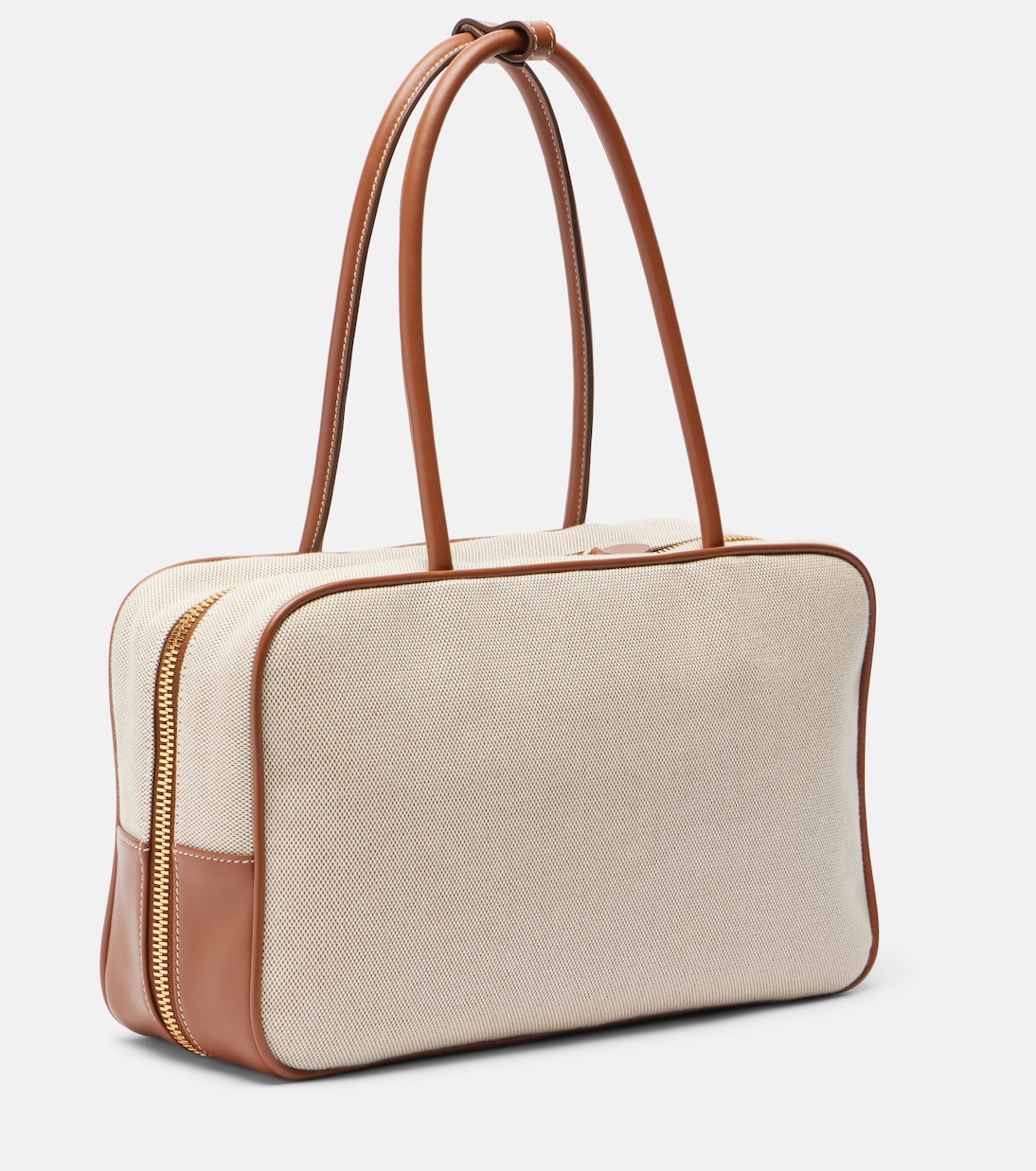 Beau leather-trimmed canvas tote bag | Miu Miu