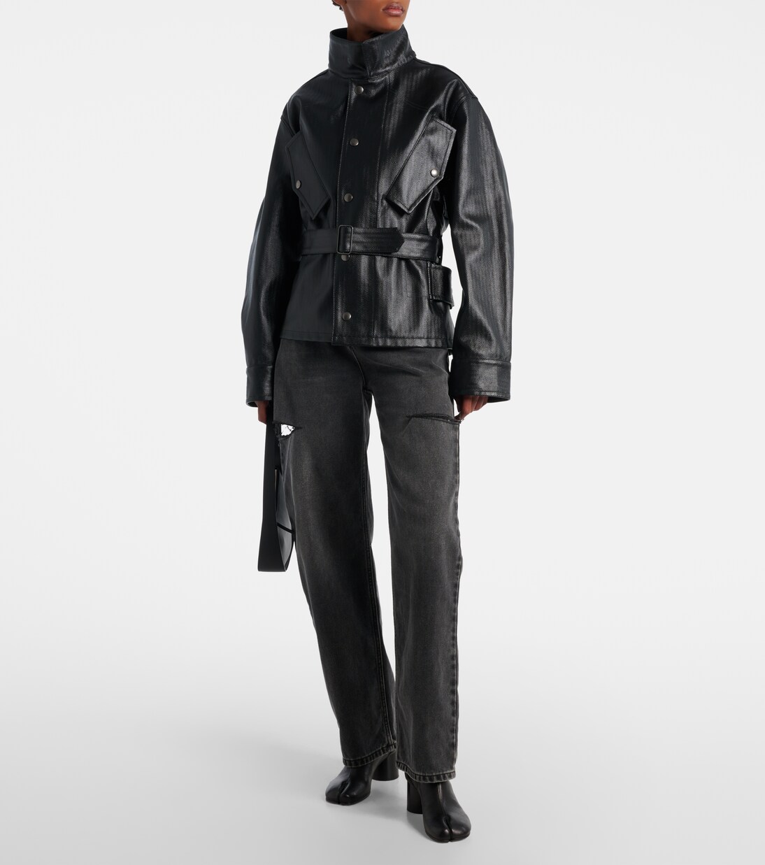 جاكيت من القطن بنقشة الهارينغبون | Maison Margiela