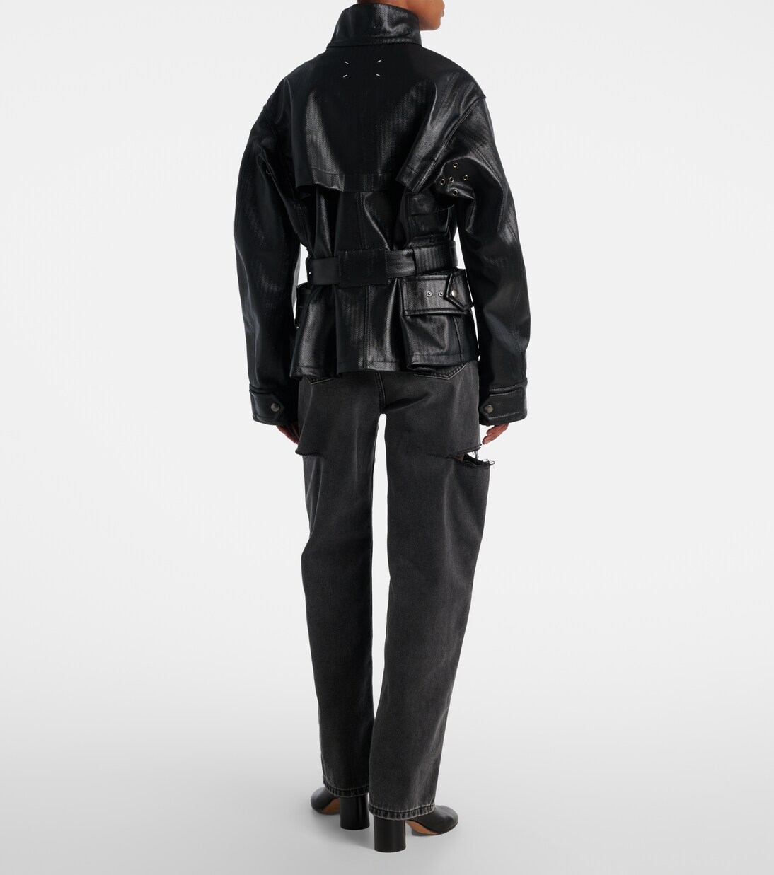 جاكيت من القطن بنقشة الهارينغبون | Maison Margiela