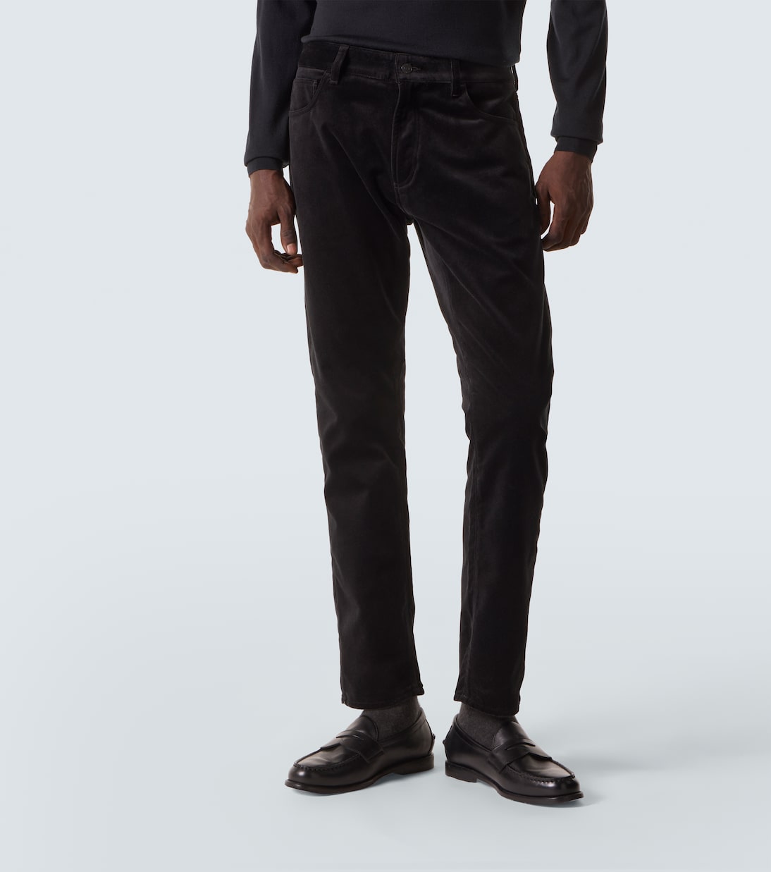 Mid-rise cotton velvet slim pants | Ralph Lauren Purple Label