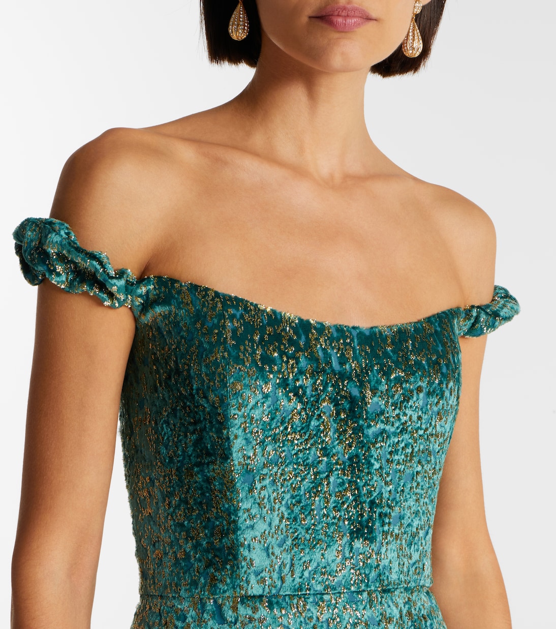 Yolanda off-shoulder brocade gown  | Markarian