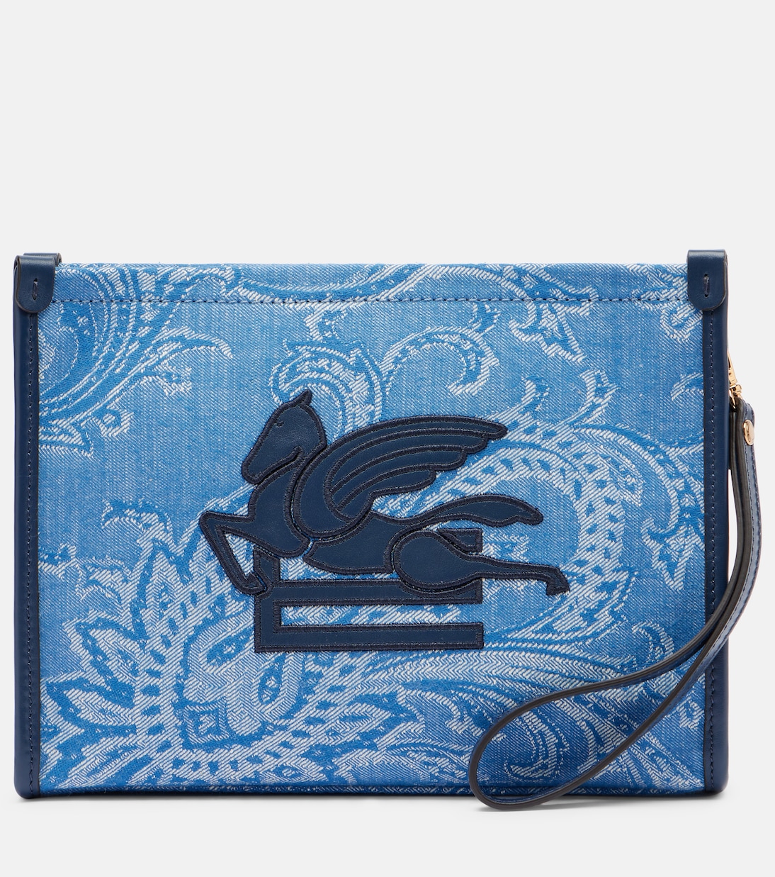 Eyes Mini embroidered denim jacquard pouch | Etro