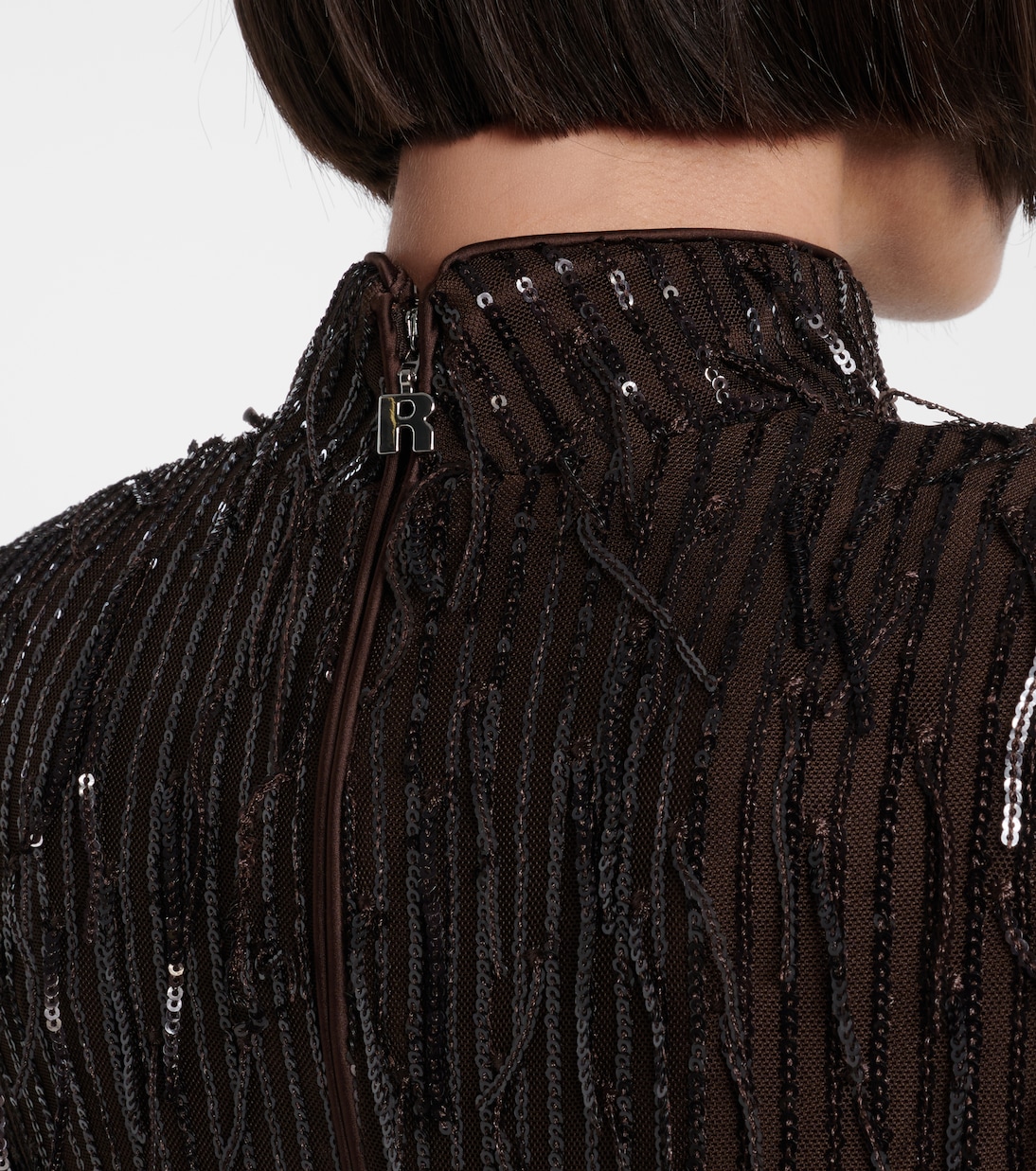 Fringed ruched sequined mesh minidress | Rotate