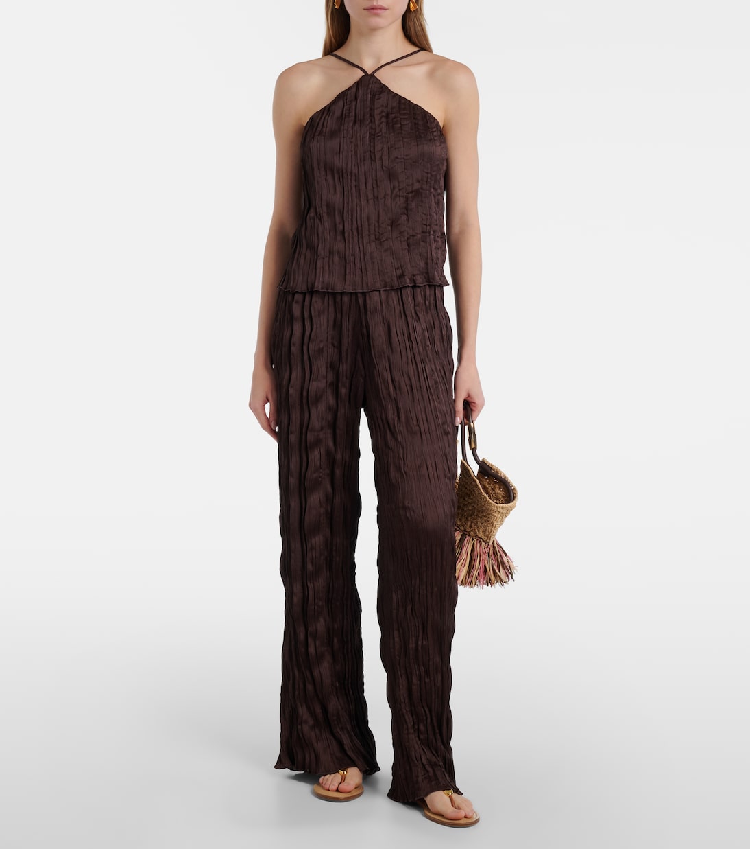 Akari plissé halterneck top | Staud