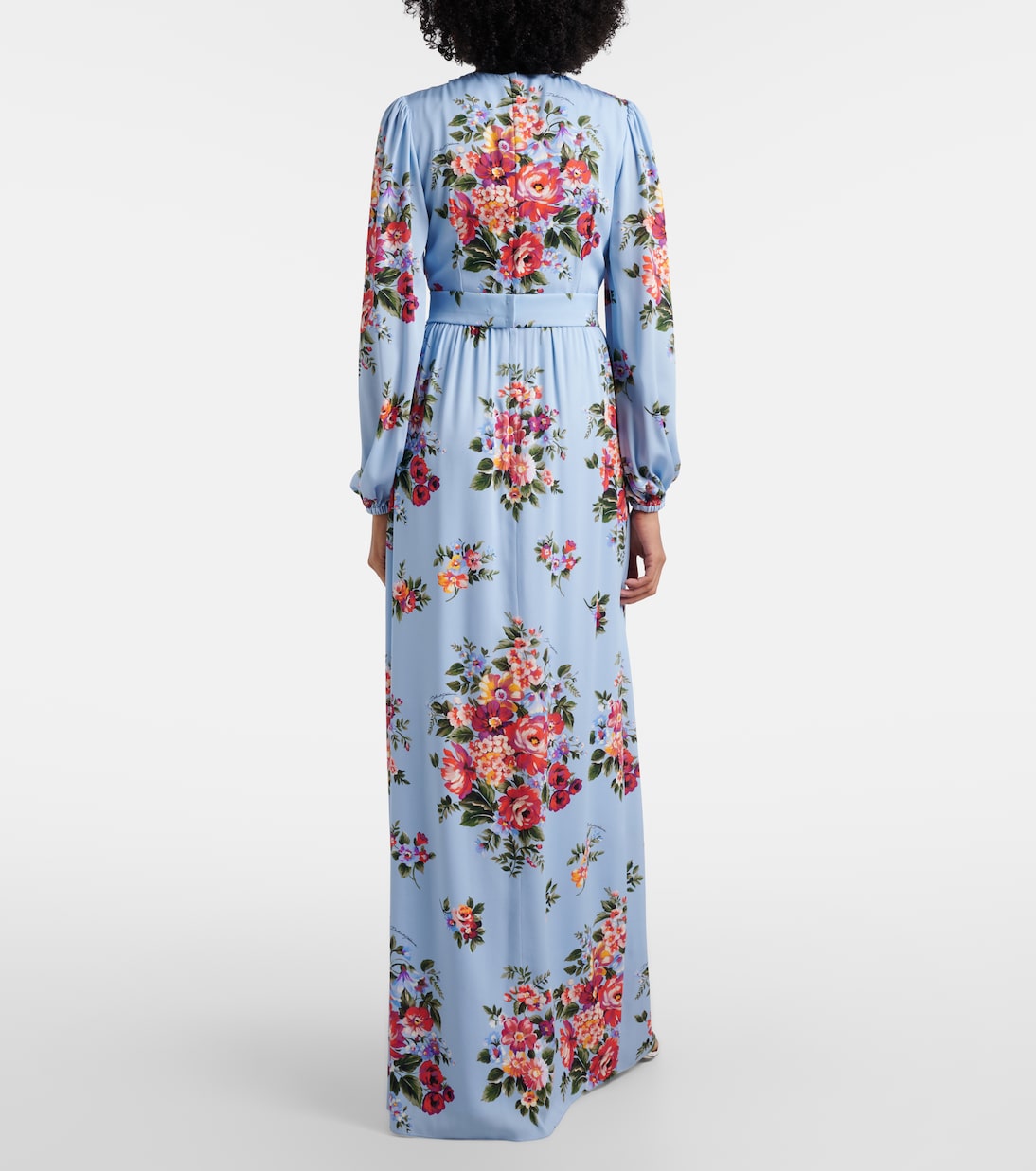 Robe longue en soie mélangée à fleurs | Dolce&Gabbana
