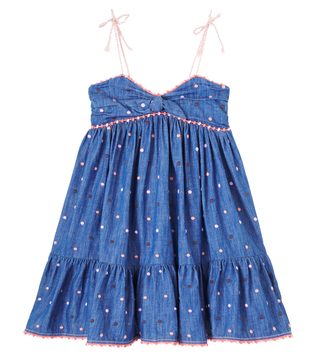 Embroidered polka-dot denim dress | Zimmermann Kids
