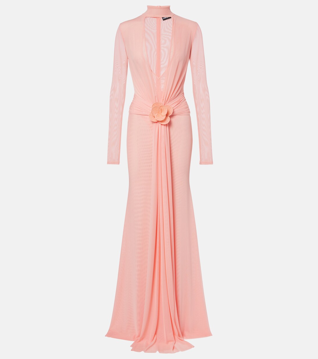 Draped floral-appliqué mesh gown | David Koma