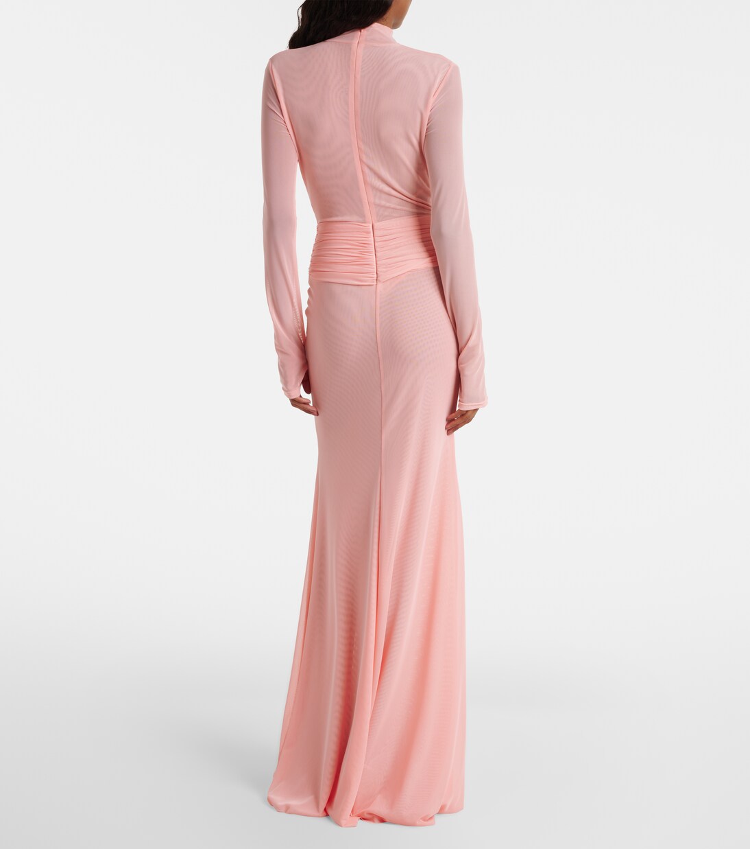 Draped floral-appliqué mesh gown | David Koma