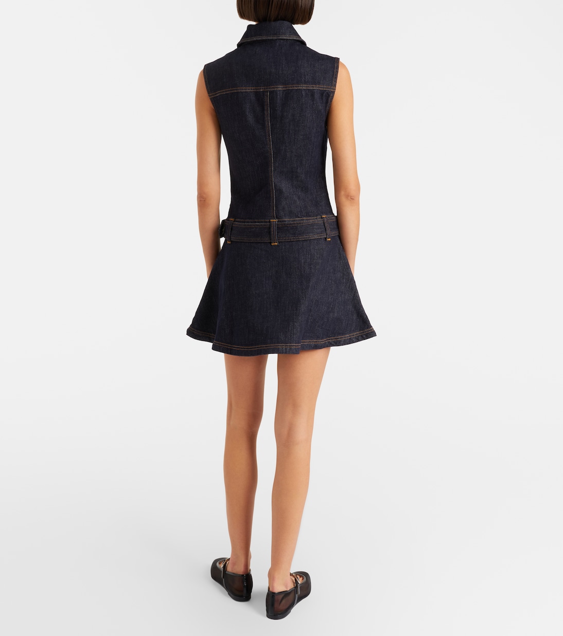 Belted denim minidress | Self-Portrait