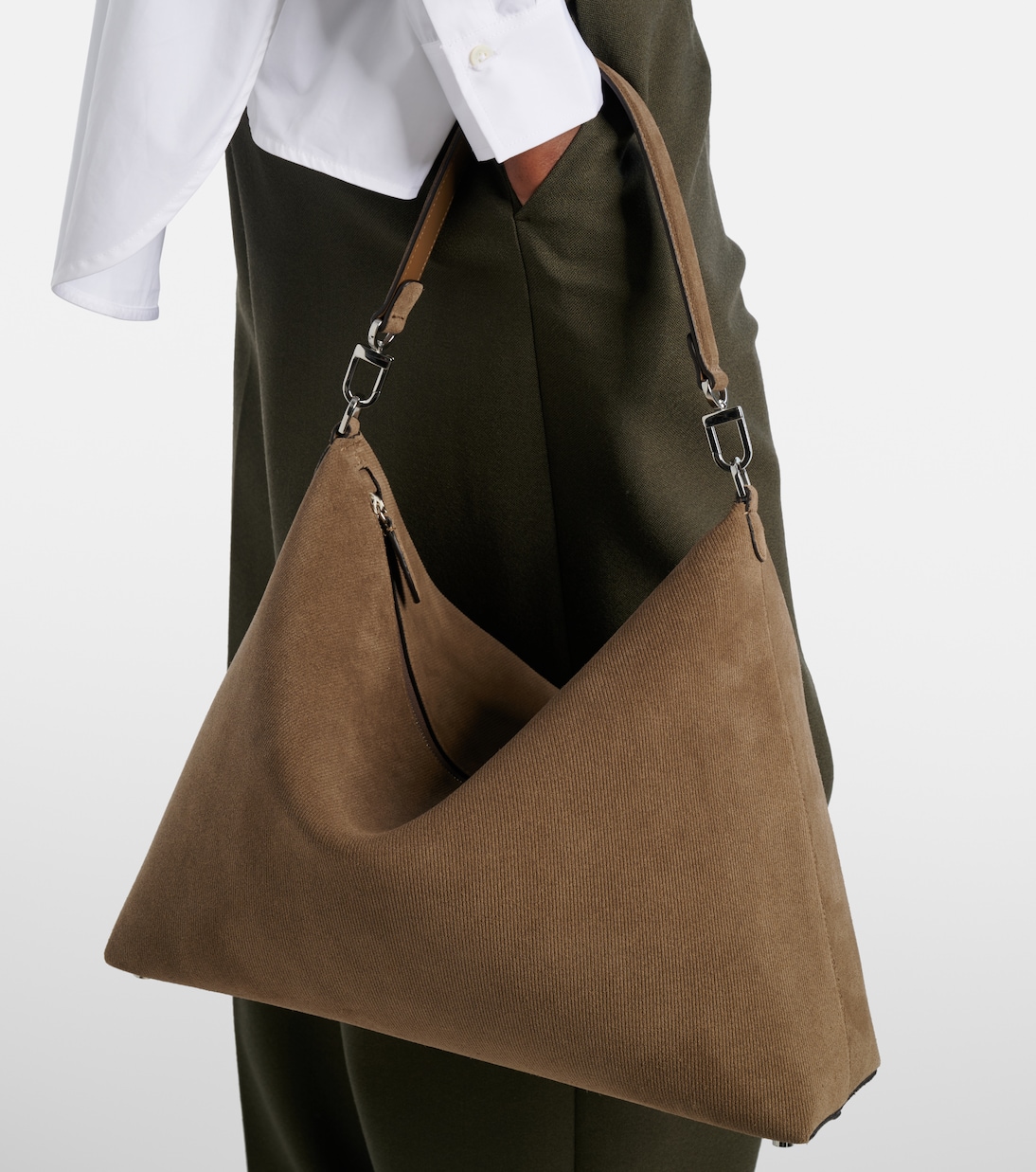 Bevel Medium suede shoulder bag | Toteme