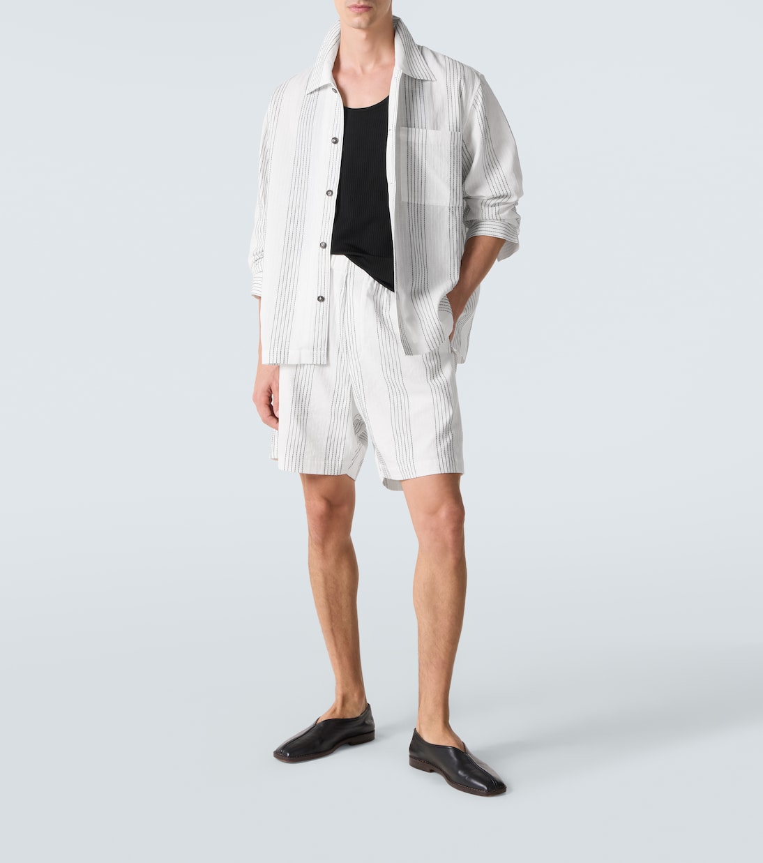 Hemdjacke Textured Striped aus Baumwolle | Commas