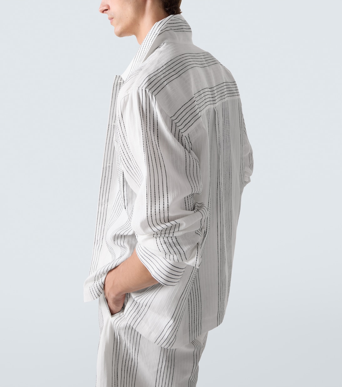 Hemdjacke Textured Striped aus Baumwolle | Commas