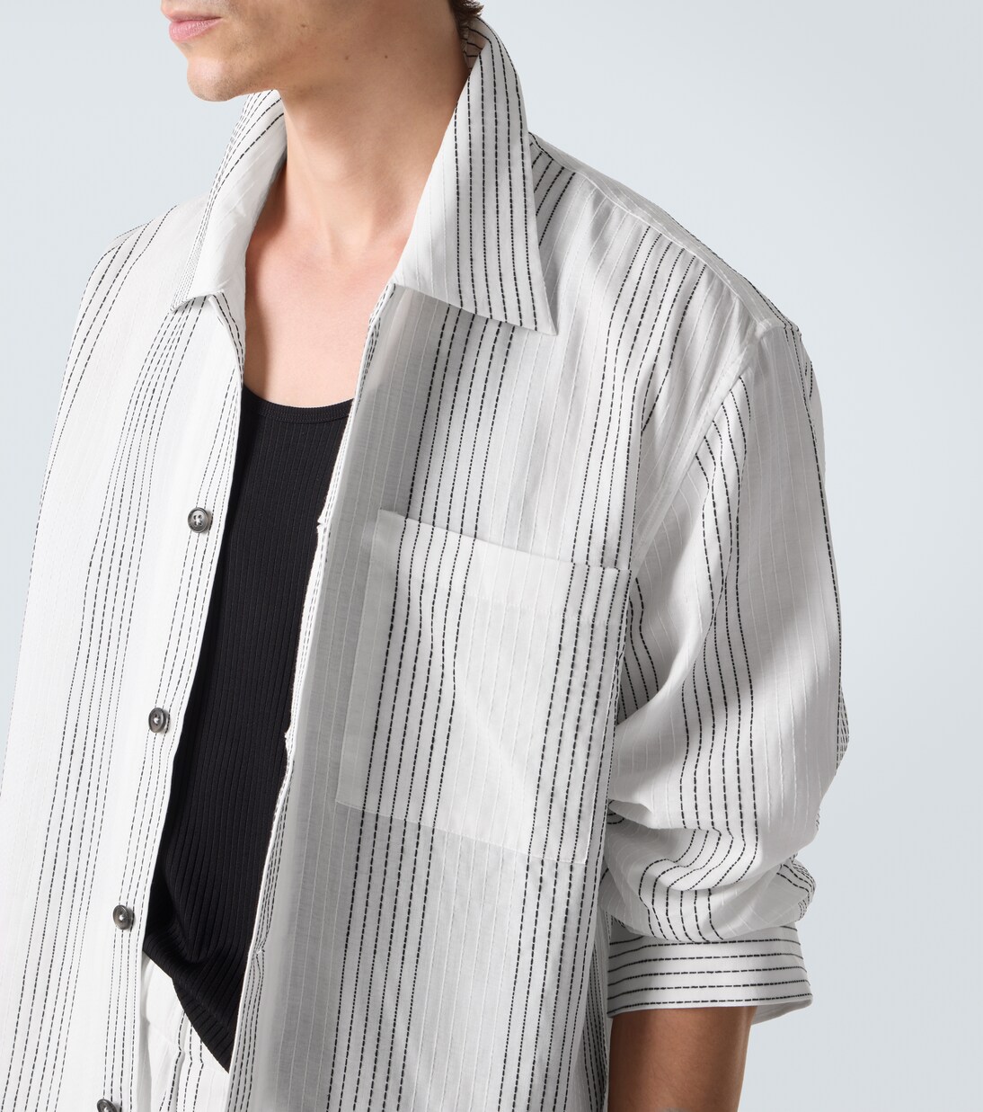 Hemdjacke Textured Striped aus Baumwolle | Commas