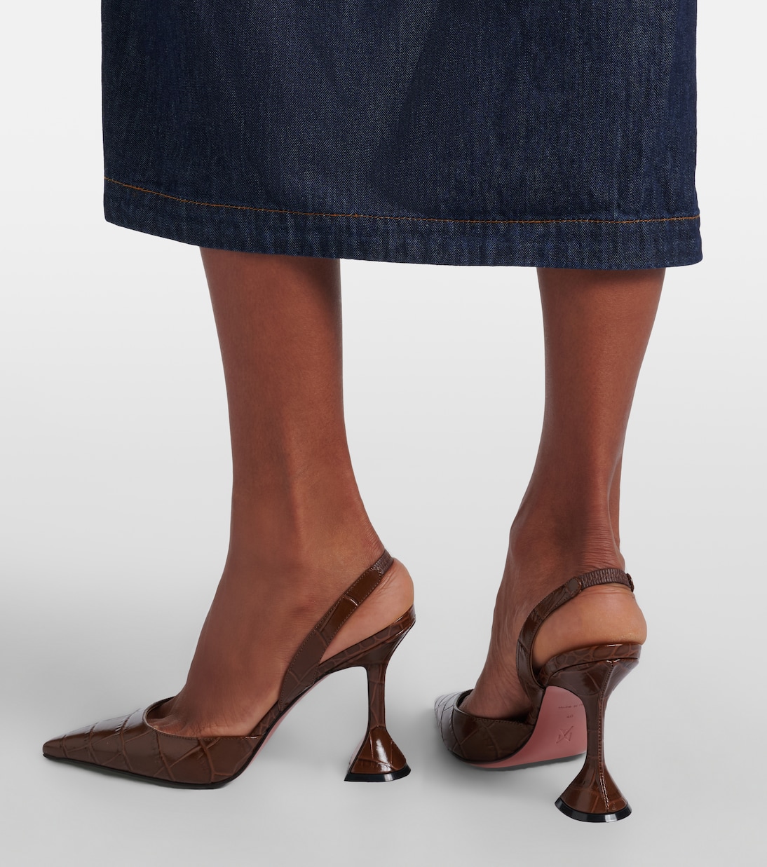 Holli croc-effect leather slingback pumps | Amina Muaddi