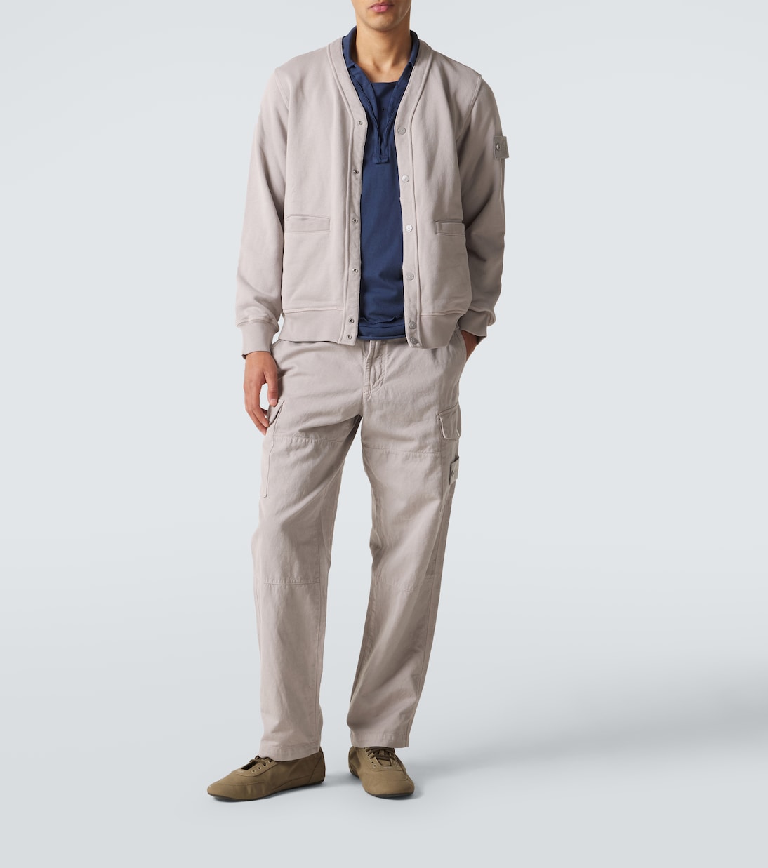 Cotton and linen canvas cargo pants | Stone Island
