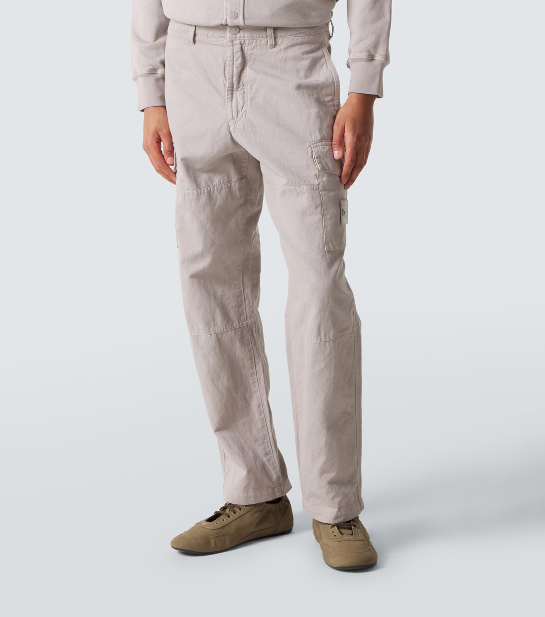 Cotton and linen canvas cargo pants | Stone Island