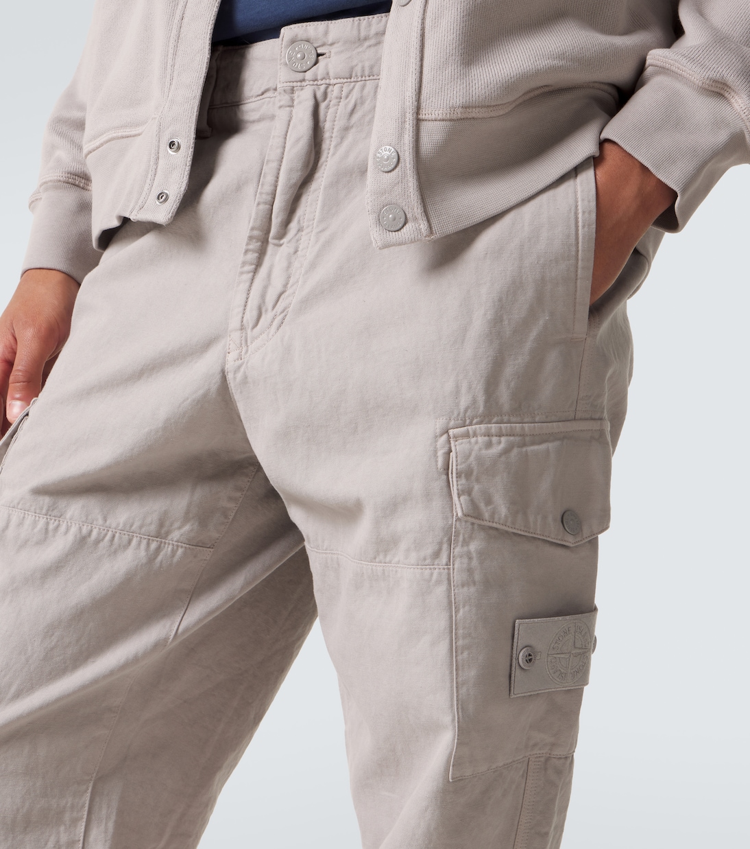 Cotton and linen canvas cargo pants | Stone Island